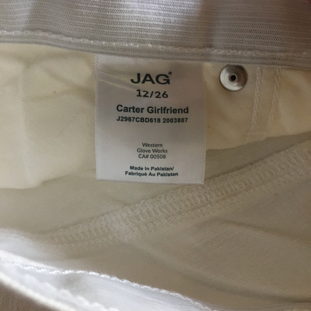 NWT JAG Carter Mid Rise Girlfriend Jeans White 12 - Picture 15 of 16